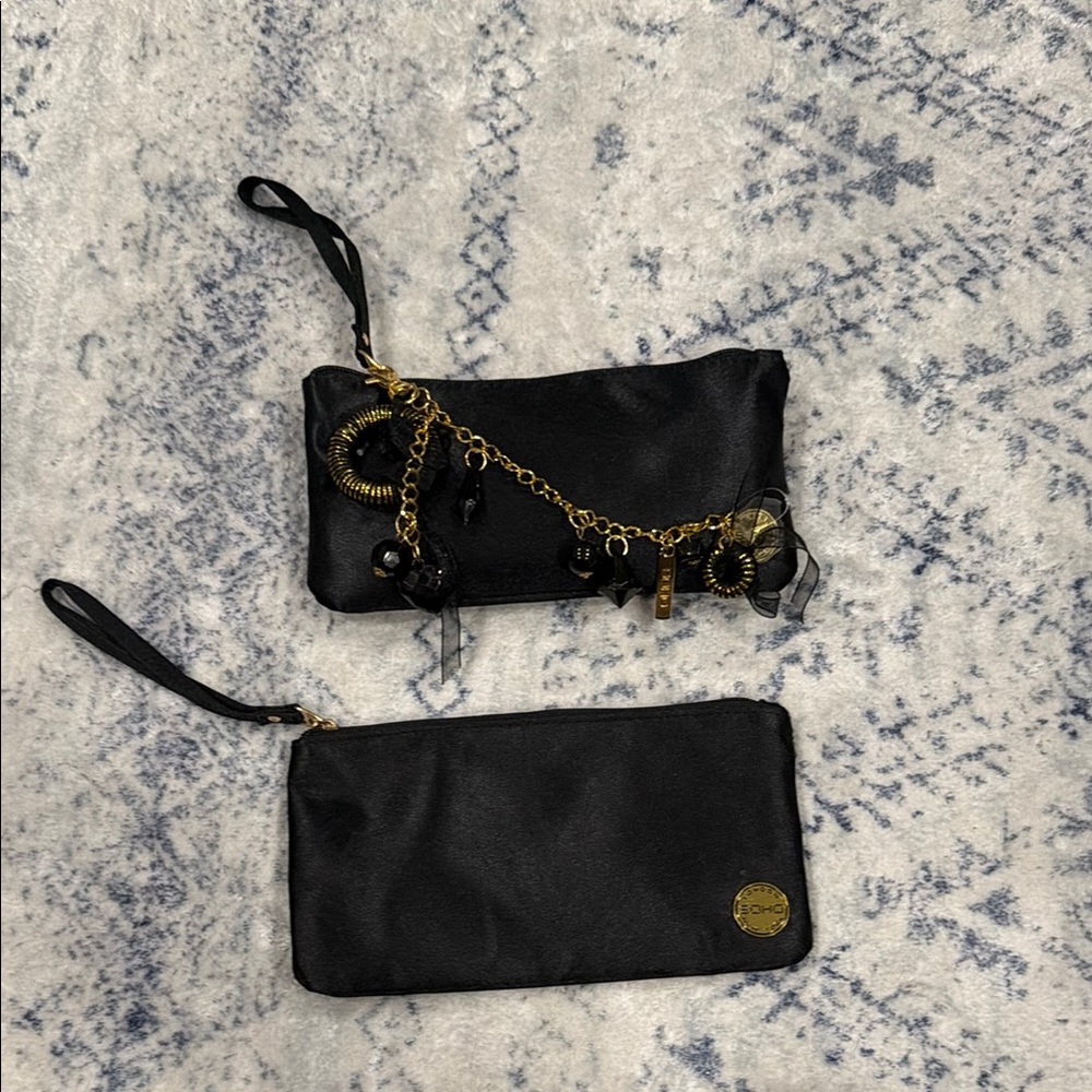 Chic Black Clutch Set with Gold Accents